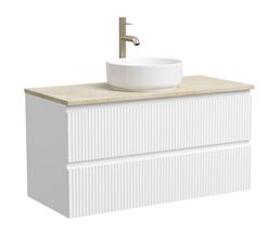 Тумба со столешницей Sancos Snob R 100 подвесная, столешница kreman, Bianco (с отверстием под смеситель)
