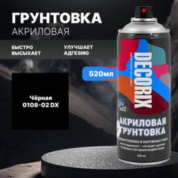 Грунтовка аэрозольная акриловая матовая DECORIX черная 520мл А31