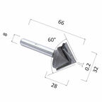 Фреза DJTOL N2V83260 V-образная конусная (по дереву, композиту (АКП), пластику)