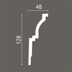 Плинтус потолочный полистирол для натяжного потолка Дизайн белый 48x128x2000 мм