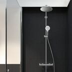 Душевая стойка Hansgrohe Crometta S 240 1jet Showerpipe 27267000 с термостатом, без излива, белая, хром