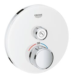 Внешняя часть термостатического смесителя GROHE Grohtherm SmartControl на 1 выход, белая луна (29150LS0)