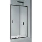 Душевая дверь в нишу Drop SR-130 130x185 см черный профиль прозрачное стекло раздвижная
