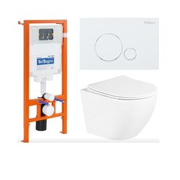 Комплект 3 в 1 BelBagno Унитаз Uno BB3105CHR/SC+Система инсталляции BB002-80+Кнопка BB014-SR-BIANCO
