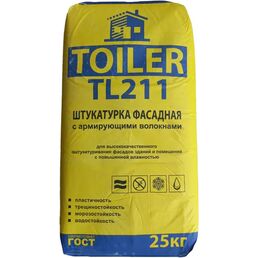 Штукатурка цементная Toiler TL211 фасадная с армирующими волокнами 25 кг