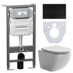 Подвесной унитаз с инсталляцией Ceramica Nova Forma CN3009_1002B_1000 с черной матовой кнопкой Flat и шумоизоляцией белый