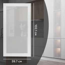 Фасад-витрина кухонного шкафа Вельск 39.7x102.1 см DELINIA ID стекло цвет белый