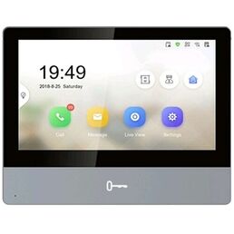 DS-KH8350-TE1 - 7“ IP видеодомофон. 7" цветной TFT LCD экран с разрешением 1024*600; сенсорные кнопки; встроенные микрофон и динамик; слот для TF карты до 32Гб; тревожные входы/выходы 8/2; 1 RS-485; 1 RJ-45 10M/100M Ethernet; DC12В/PoE; 10Вт;