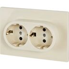Розетка двойная встраиваемая Gusi Electric с заземлением со шторкой цвет бежевый