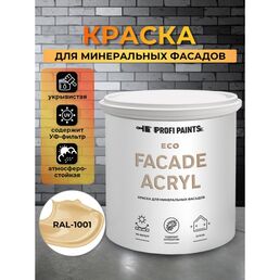 Краска фасадная износостойкая для наружных и внутренних работ PROFIPAINTS ECO FACADE ACRYL 0.9л , RAL-1001