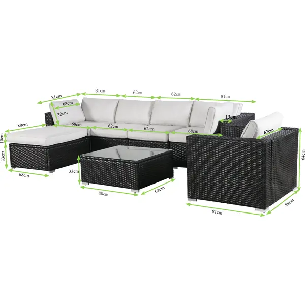 Набор садовой мебели Carmel KJ-Z1004 искусственный ротанг коричневый: диван, стол, кресло с подушками
