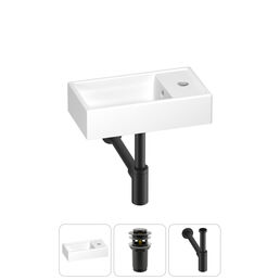 Раковина Wellsee WC Area 202010460 40х22 с донным клапаном и сифоном (цвет набора матовый черный)