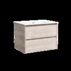 Тумба с раковиной Sancos Libra LB70EG 70 см подвесная, 2 ящика, дуб галифакс натуральный