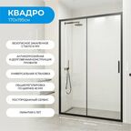 Душевая дверь в нишу 170х195см. Квадро стекло прозрачное, профиль черный