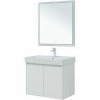 Тумба с раковиной Aquanet Nova Lite 75 см подвесная 2 дверцы, белая глянцевая