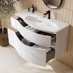 Мебель для ванной комнаты Kerama Marazzi Riva 100 см подвесная правая, 2 ящика, белая матовая