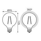 Лампа светодиодная Gauss Filament G95 E27 265 В 8 Вт шар большой 740 лм теплый белый цвет света