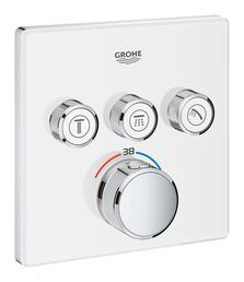 Внешняя часть термостатического смесителя GROHE Grohtherm SmartControl на 3 выхода, белая луна (29157LS0)