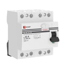 УЗО EKF ВД-100 4P 63 А 300 мА 4.5 кА АС elcb-4-63-300-em-pro