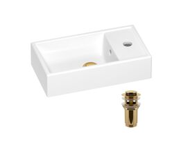 Раковина Wellsee WC Area 202010457 40х22 с донным клапаном в цвете золото
