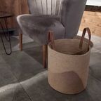 Корзина VecherHome Джут с коричневыми ручками