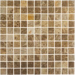 Мозаика Mir Mosaic Natural i-Tilе светло-коричневая из натурального камня 298х298х4 мм глянцевая