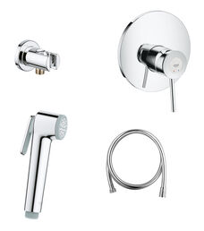 Готовый комплект для гигиенического душа GROHE BauClassic, встраиваемый смеситель, гигиенический душ со шлангом и держателем, хром