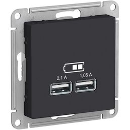Розетка USBх2 (карбон) Systeme Electric AtlasDesign ATN001033