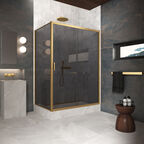 Душевой уголок Vegas-Glass 135x100 ZP+ZPV Protec h1900 135*100 03 07 профиль золото матовое, стекло графит