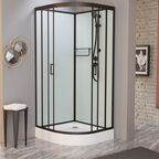 Душевая кабина Frank F408 Black 80x80 без крыши, стекло прозрачное, профиль черный