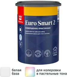 Краска для стен и потолков Tikkurila Euro Smart 2 матовая цвет белый база A 0.9 л