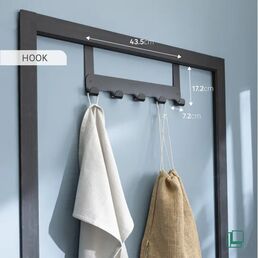 Вешалка на дверь Hook 5 крючков 62x9.5 см цвет черный