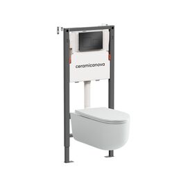 Подвесной унитаз с инсталляцией Ceramica Nova Ulma CN4006_121002MB, кнопка черная матовая