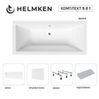 Акриловая ванна Helmken Alvaro 180x80 комплект 5 в 1: ванна, тройные ножки, подголовник, белые лицевой и торцевой экраны
