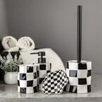 Стакан для зубных щёток Bath Plus Chess W-CE2023A-TB керамика цвет белые и черные квадратики