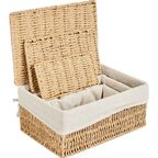 Корзина с крышкой для хранения 24x10.5x14 см бумага цвет бежевый 3 шт