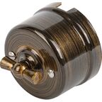 Выключатель накладной Electraline 2 клавиши цвет бронза
