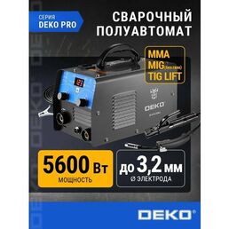 Сварочный полуавтомат DEKO DKWM200NG, MIG без газа/MMA/TIG LIFT, 200А + проволока 0.5 кг