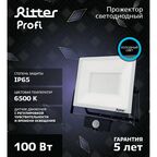 Прожектор светодиодный Ritter Profi 53424 6 100 Вт 10000 Лм 180-240 В с датчиком движения холодный свет 6500К IP65 черный