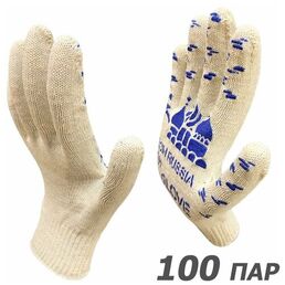 100 пар. Перчатки рабочие садовые хб Master-Pro FROM RUSSIA WITH GLOVE, 10 класс вязки, плотность 5/10, размер 9 (L)