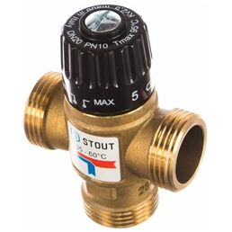 Термостатический смес. клапан STOUT для систем отопления и ГВС 1" НР 35-60°С KV 2,5 м3/ч