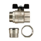Кран шаровой латунный Stout SVB 1 1/4 ВР(г) х 1 1/4 НР(ш) полнопроходной бабочка со сгоном прямой (SVB-0007-200032)