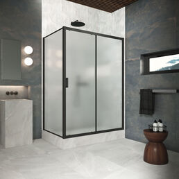 Душевой уголок Vegas-Glass 100x100 ZP+ZPV Protec 100*100 02М 10 профиль черный матовый, стекло сатин