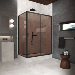 Душевой уголок Vegas-Glass 100x100 ZP+ZPV Protec 100*100 02М 05 профиль черный матовый, стекло бронза