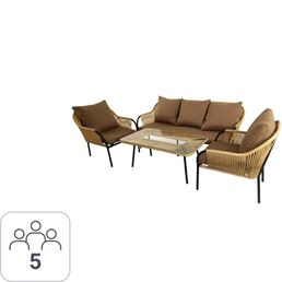 Комплект садовой мебели Nuar 3 CNR001 сталь черный/бежевый: диван стол кресла 2 шт.