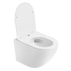 Комплект подвесного унитаза с инсталляцией Abber Bequem AC1100T-AC0105-AC0121MMG безободковый, крышка с микролифтом, белый, кнопка золото