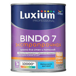 краска в/д DULUX Professional Bindo 7 база BC для стен и потолков 0,9л бесцветная, арт.5309524
