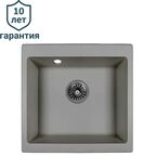 Мойка для кухни врезная Delinia 51x51 см глубина чаши 20 см кварц цвет серый шелк