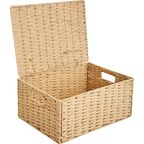 Корзина с крышкой для хранения 38x18x28 см бумага цвет бежевый