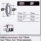 Набор прокладок из каучука 12/19/25 мм, 15 шт.
